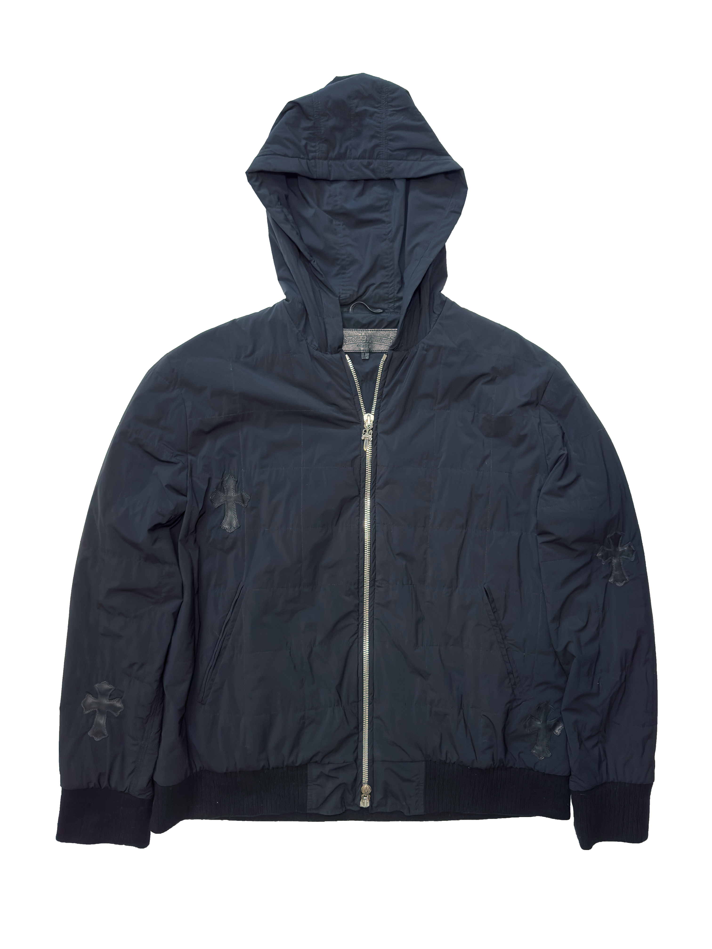 Chrome Hearts Cemetery Cross Patch Nylon Quilted Jacket - L