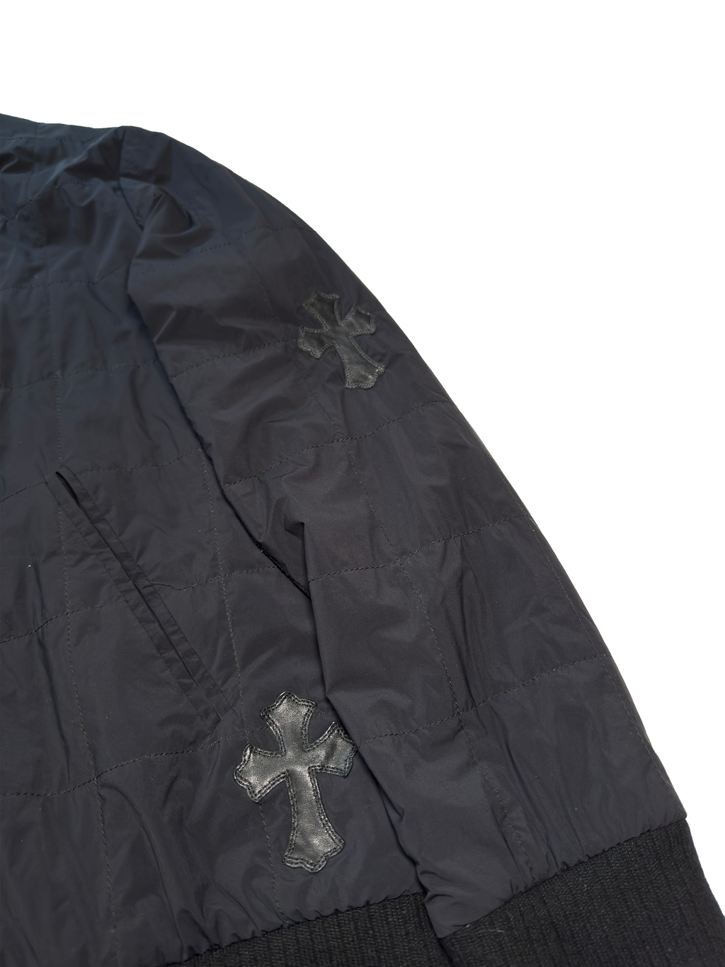 Chrome Hearts Cemetery Cross Patch Nylon Quilted Jacket - L