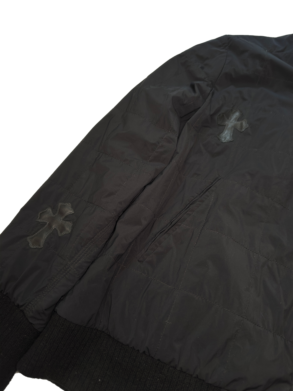 Chrome Hearts Cemetery Cross Patch Nylon Quilted Jacket - L
