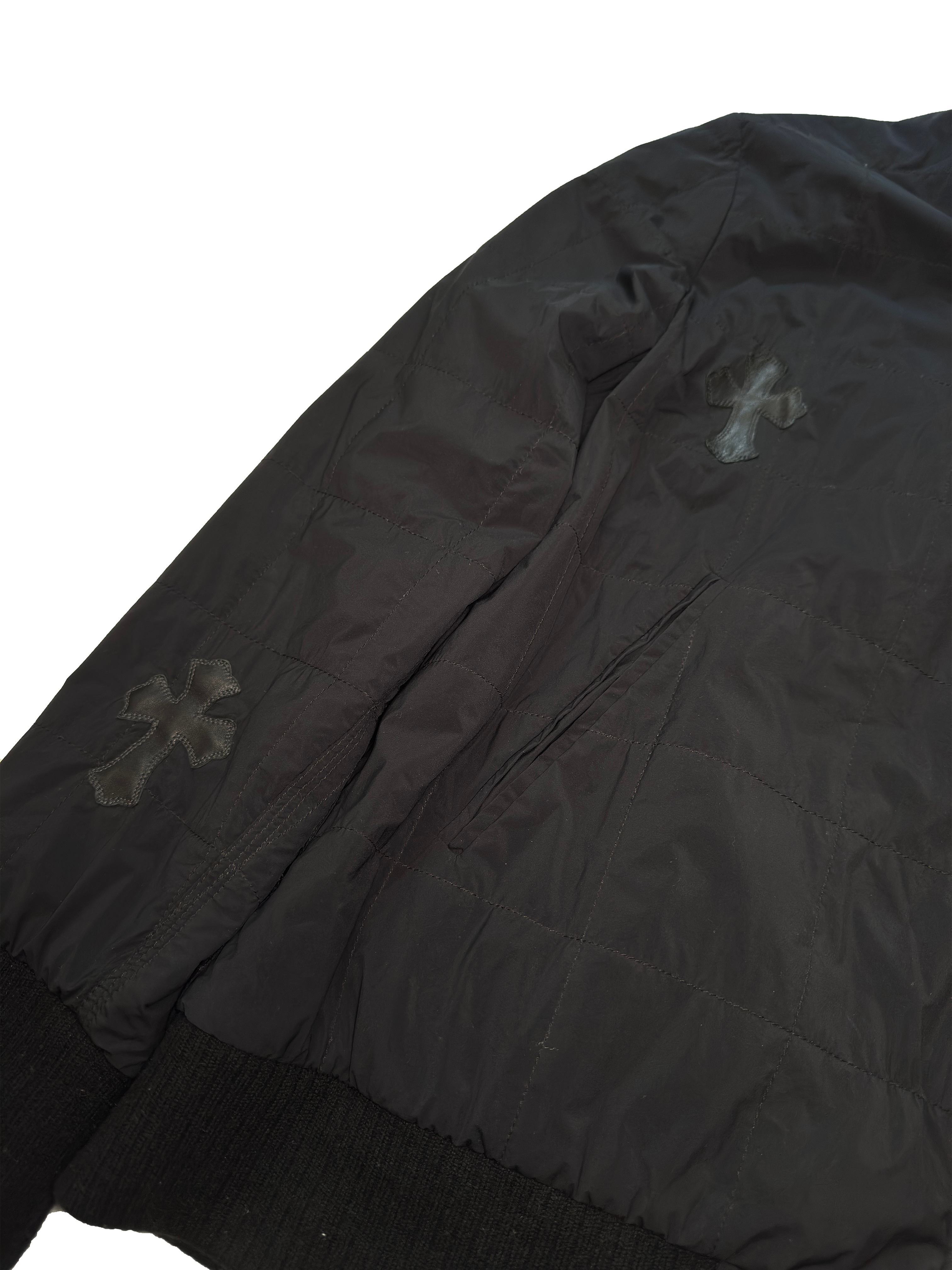 Chrome Hearts Cemetery Cross Patch Nylon Quilted Jacket - L