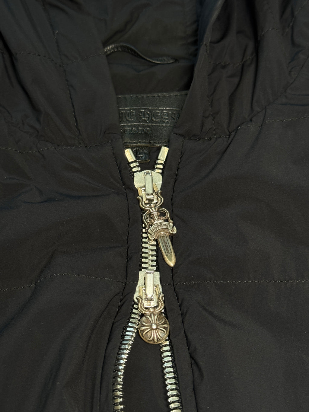 Chrome Hearts Cemetery Cross Patch Nylon Quilted Jacket - L