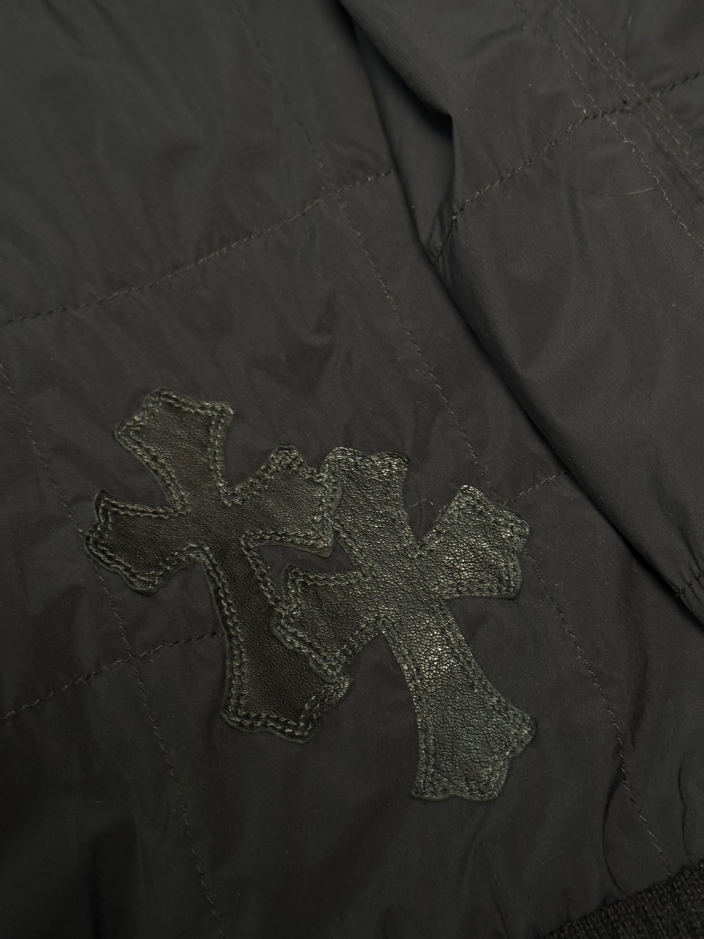 Chrome Hearts Cemetery Cross Patch Nylon Quilted Jacket - L
